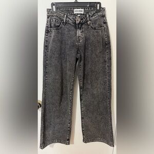 Disclosure Black Acid Wash Jeans Pink Bow Detail High Rise Straight Leg 3/26